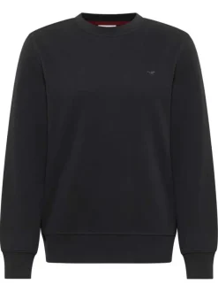 Pull en coton noir avec un col rond et des manches longues