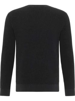 Pull en coton noir avec un col rond et des manches longues