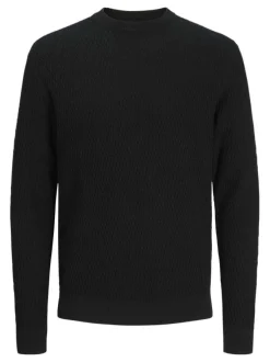 Pull en coton noir à coupe droite en maille avec un col rond