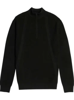 Pull en coton noir uni avec une coupe droite et un col camionneur