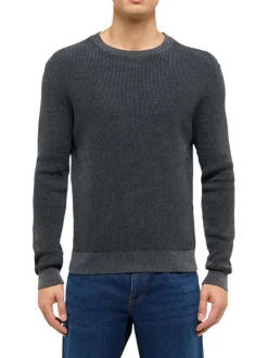 Pull en coton noir uni avec une coupe droite et un col rond