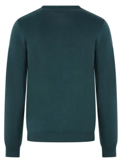 Pull en coton vert à maille jersey et coupe droite avec un col v