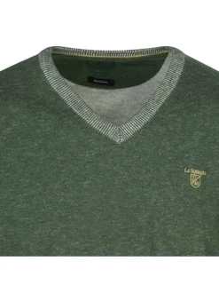Pull en coton vert uni avec le logo iconique et une coupe droite