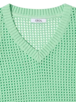 Pull en coton vert uni pourvu d'un cordon de serrage et de manches longues