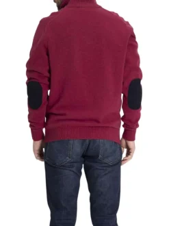 Pull en laine framboise uni avec logo de la marque brodé ton sur ton