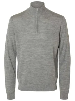 Pull en laine gris Tray en maille fine avec coupe droite et col camionneur