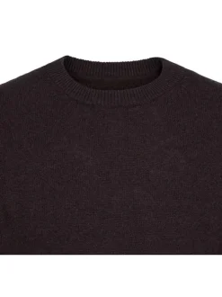 Pull en laine marron uni avec une coupe droite et un col ras du cou