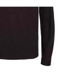 Pull en laine marron uni avec une coupe droite et un col ras du cou