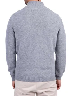 Pull en laine mélangée gris chiné avec un col montant et zippé