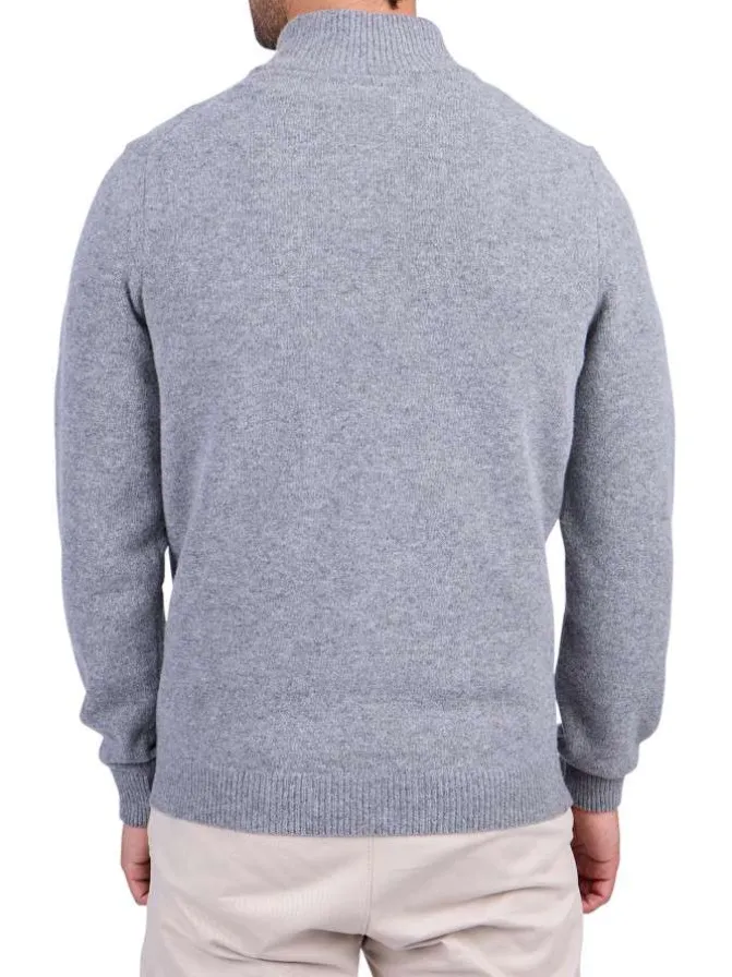 Pull en laine mélangée gris chiné avec un col montant et zippé