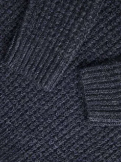 Pull en laine mélangée marine jersey endroit à coupe droite et col ras du cou