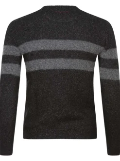 Pull en laine mélangée noir chiné avec une coupe droite et un col rond