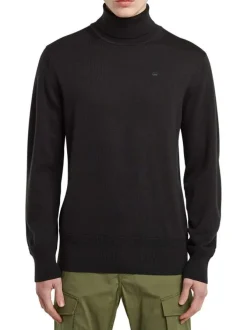 Pull en laine noir uni avec une coupe droite et logo iconique