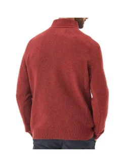 Pull en laine rouge chiné avec intérieur du col camionneur en gris