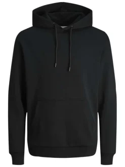 Pull et pantalon de jogging noir uni à coupe droite avec un col à capuche