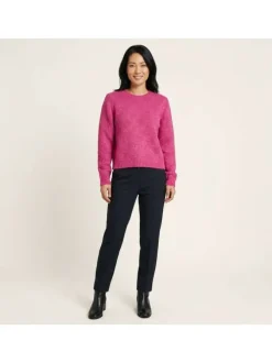 Pull fuchsia uni pourvu d'une coupe droite et de manches longues