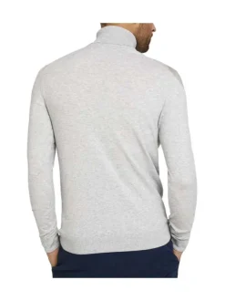 Pull gris clair chiné coupe près du corps col roulé
