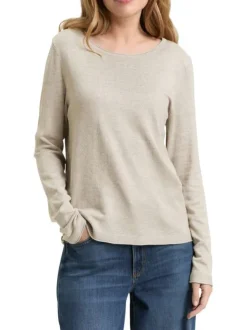 Pull gris uni avec une coupe ajustée et des manches longues moulantes