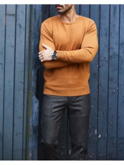 Pull homme Gaspard YELLOW ajusté uni moutarde