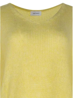 Pull jaune à coupe ample pourvu d'un col arrondi et de manches longues
