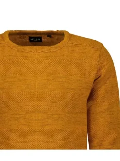 Pull jaune en coton uni coupe regular avec un col rond