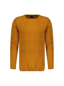 Pull jaune en coton uni coupe regular avec un col rond