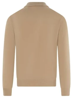 Pull laine cachemire camel uni avec une coupe droite et un col roulé
