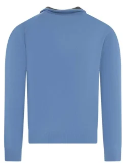 Pull laine cachemire ciel uni col camionneur et une coupe adjusted fit
