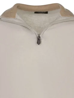 Pull laine cachemire écru uni à coupe adjusted fit avec un col camionneur