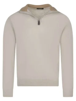 Pull laine cachemire écru uni à coupe adjusted fit avec un col camionneur