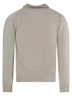 Pull laine cachemire écru uni à coupe adjusted fit avec un col camionneur