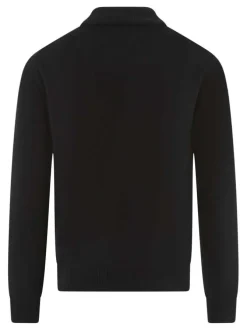 Pull laine cachemire noir uni avec une coupe droite et un col roulé