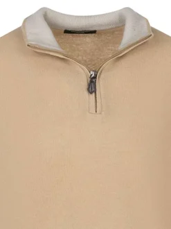 Pull laine cachemire taupe uni coupe adjusted-fit et à manches longues