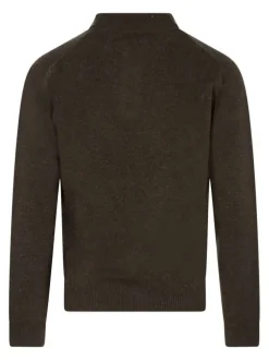 Pull Lambswool en laine marron en maille grattée avec un col camionneur