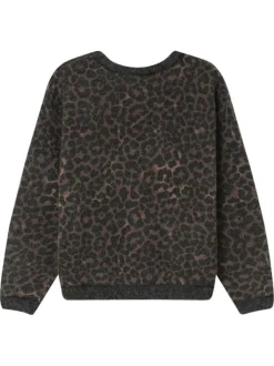 Pull léopard en maille fine avec une coupe droite et un col rond