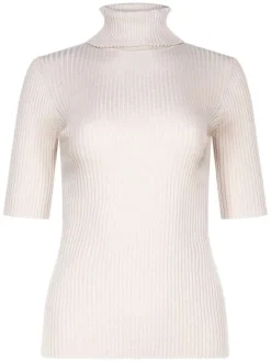 Pull manches courtes à col roulé DAMIA beige