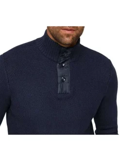 Pull marine en coton mélangé uni coupe régular col camionneur
