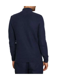 Pull marine en coton mélangé uni coupe régular col camionneur