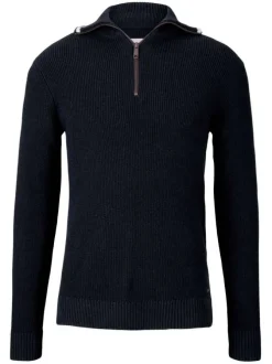 Pull marine en coton mélangé uni coupe régular col camionneur