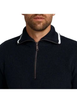 Pull marine en coton mélangé uni coupe régular col camionneur