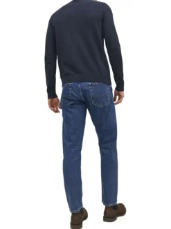 Pull marine en maille fine à coupe ajustée avec col roulé et manches longues