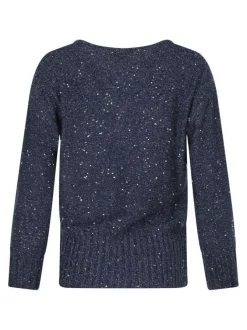 Pull marine pailleté avec une coupe ajustée et des manches longues
