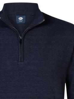 Pull marine uni droit avec un col camionneur et à manches longues et rayures