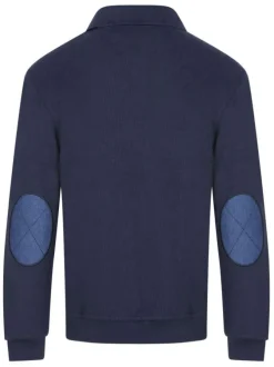Pull marine uni Grande Taille à coupe droite col polo et logo brodé