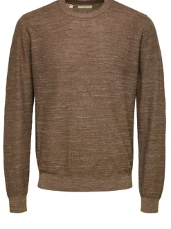 Pull marron pour homme en point andalou coupe droite