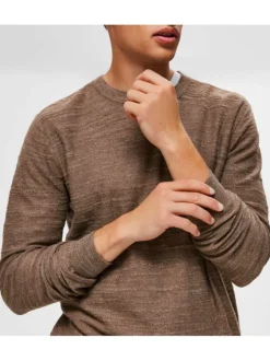 Pull marron pour homme en point andalou coupe droite