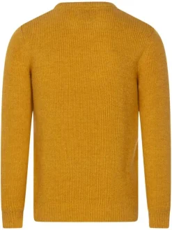 Pull moutarde uni avec une coupe droite, des manches longues et un col rond
