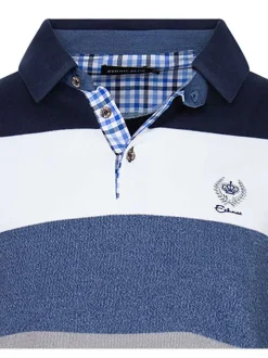 Pull multicolore rayé coupe droite col polo et à manches longues