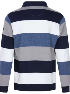 Pull multicolore rayé coupe droite col polo et à manches longues