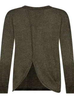 Pull noir avec imprimé lurex doré une coupe droite et un col rond